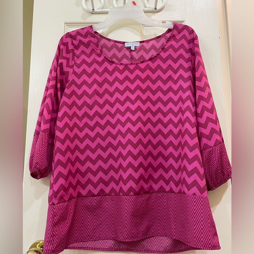 Boutique Pink Chevron Top